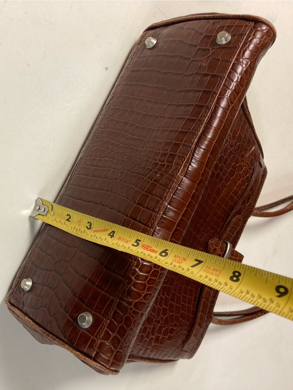 Italian Leather Cognac Croc Purse - Picture 8 of 14